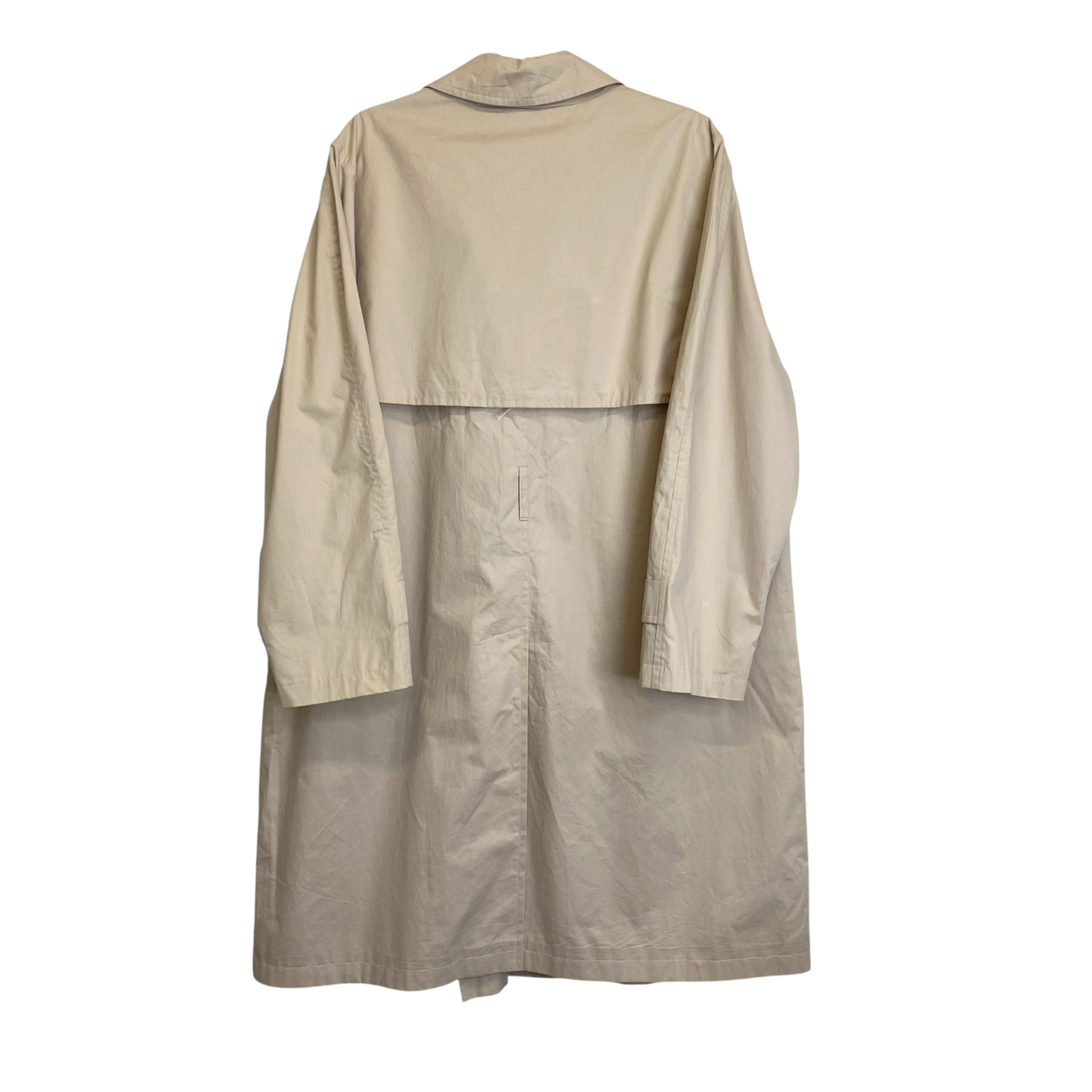 Trench Coat Womens XL Cream Double Breasted Long Sleeve Pockets Vented Outdoor