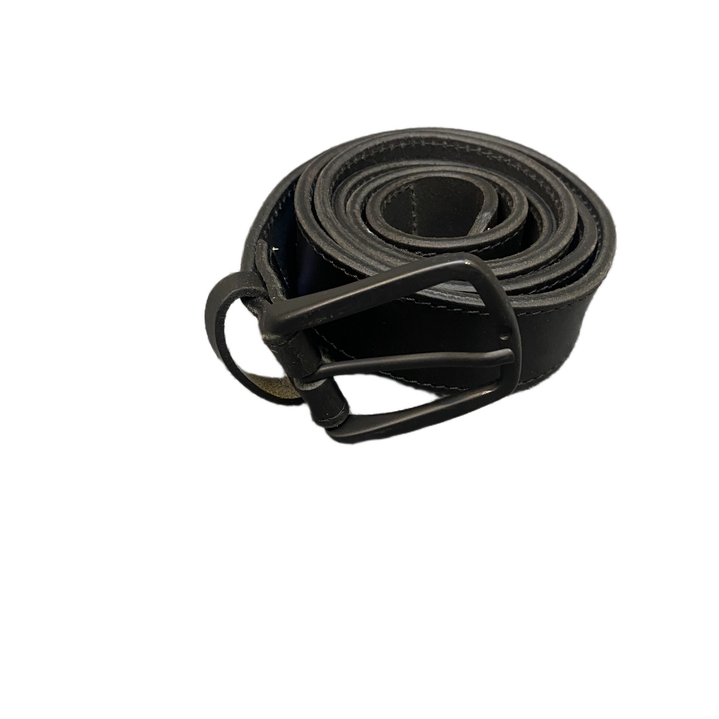 Waist Belt Mens Black Leather Adjustable Matte Black Pin Buckle 48 inches