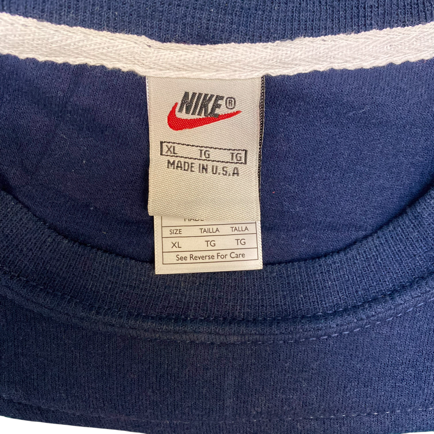 Nike Reworked Sweatshirt Men XL Green Navy Embroidered Spellout Logo Vintage Y2K