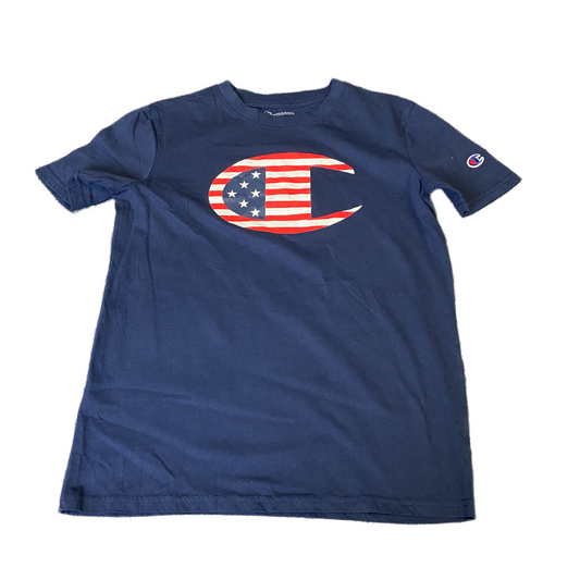Champion T-Shirt Boys XS Navy American Graphic Logo Short Sleeve Pullover Tee