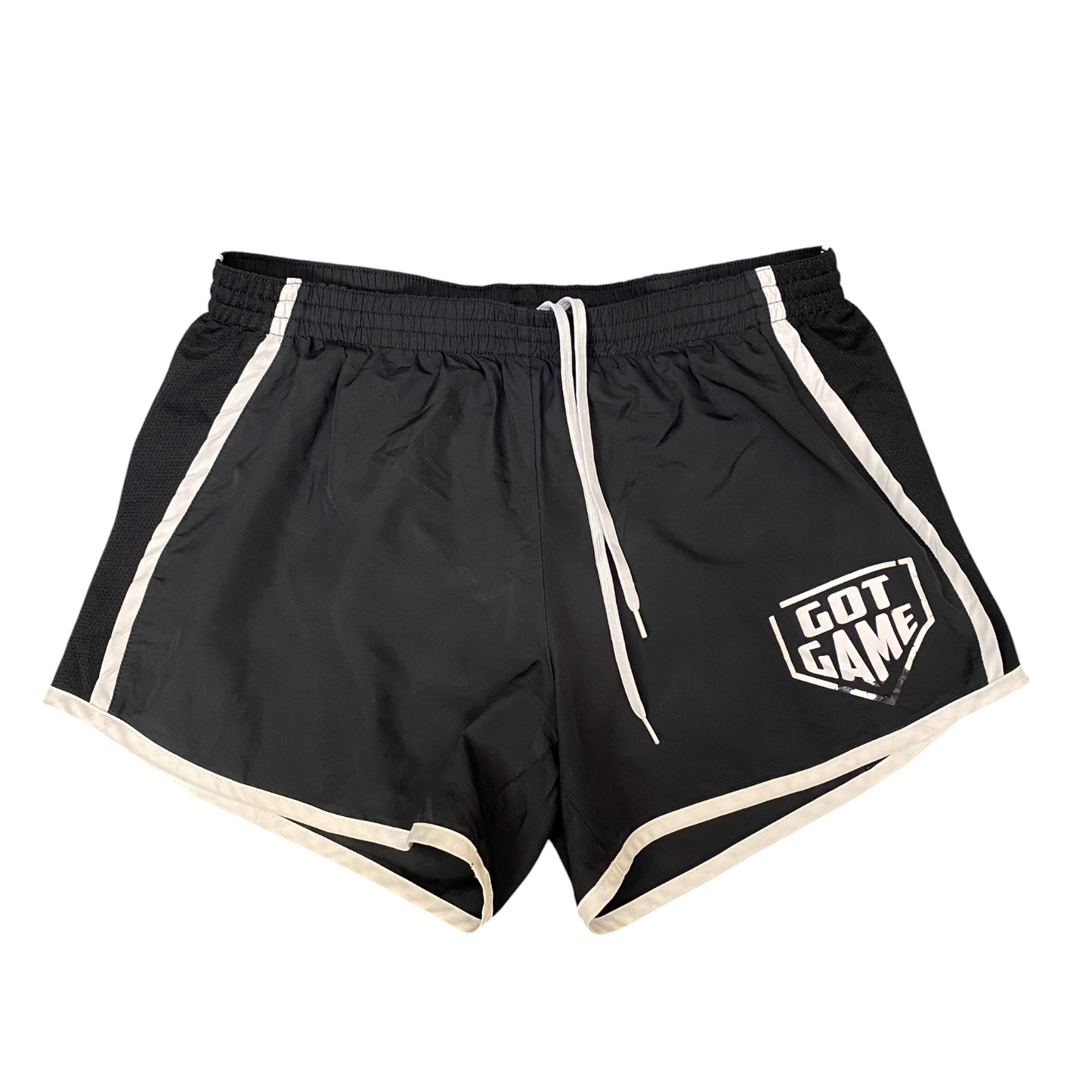 Running Sprinter Shorts Women Medium Black Got Game Drawstring Waist Dolphin Hem