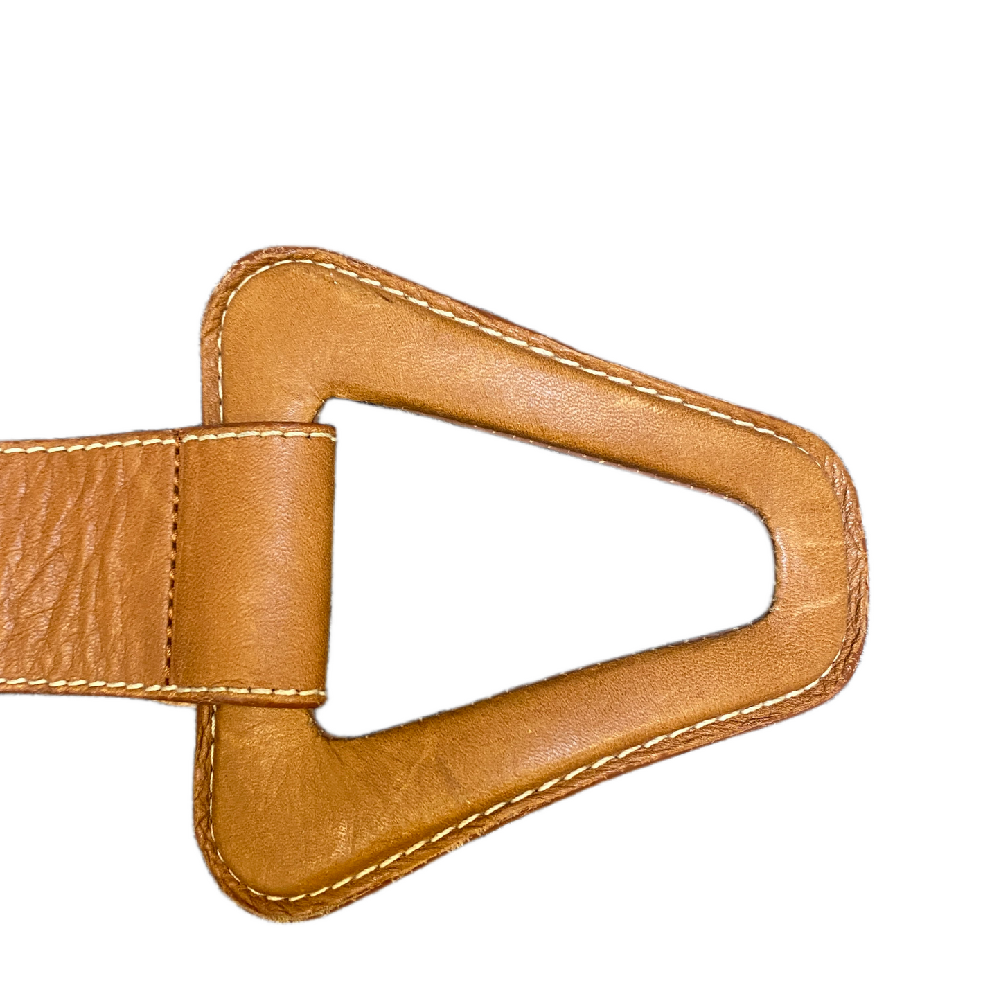Womens Waist Belt Brown Leather Adjustable Triangular Buckle 31.5 inches