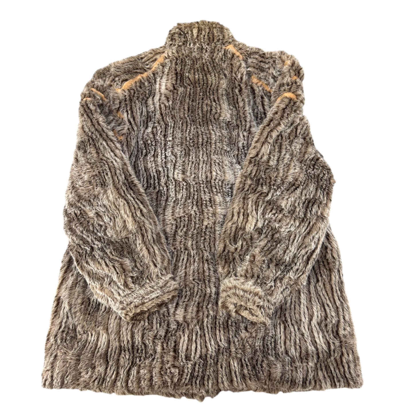 KZ Lipt. Mikulas Faux Fur Coat Womens Medium Grey Lined Plush Winter Long Sleeve
