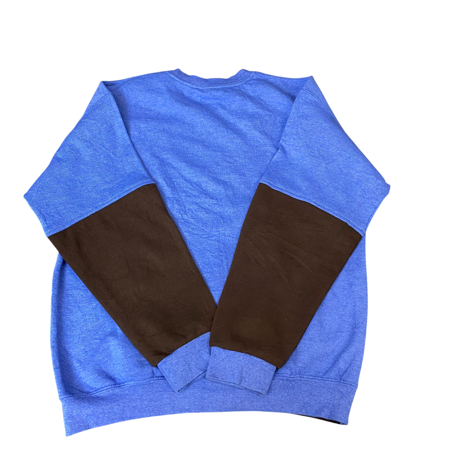Nike Reworked Sweatshirt Mens M Brown Blue Embroidered Spellout Logo Vintage Y2K
