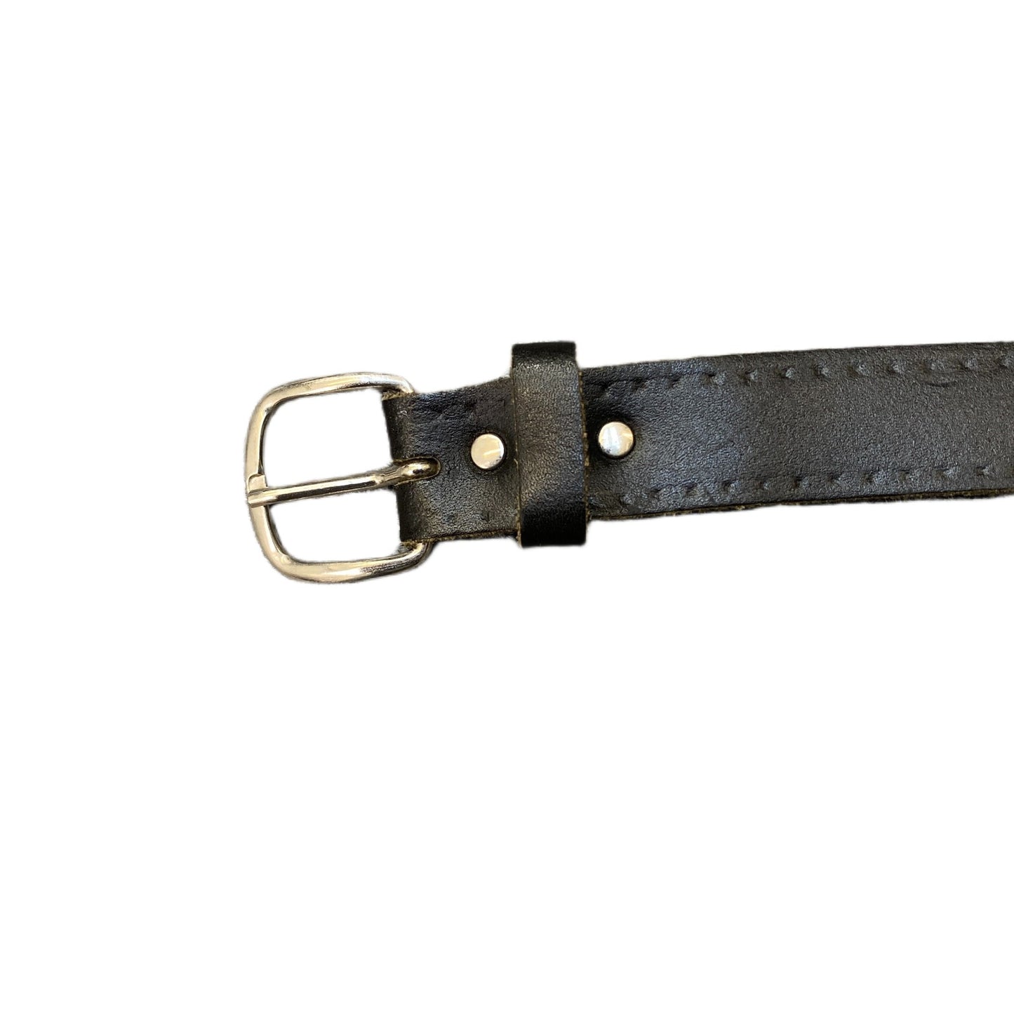 Waist Belt Mens Black Leather Adjustable Classic Silver Pin Buckle 45.5 Inches