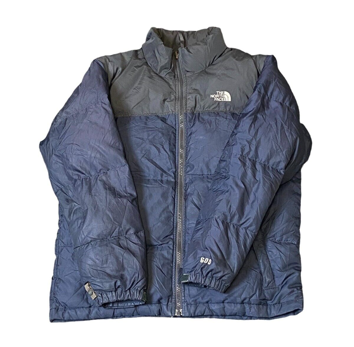 The North Face Nuptse 600 Puffer Jacket Women's L Blue Goose Down Quilt Full Zip