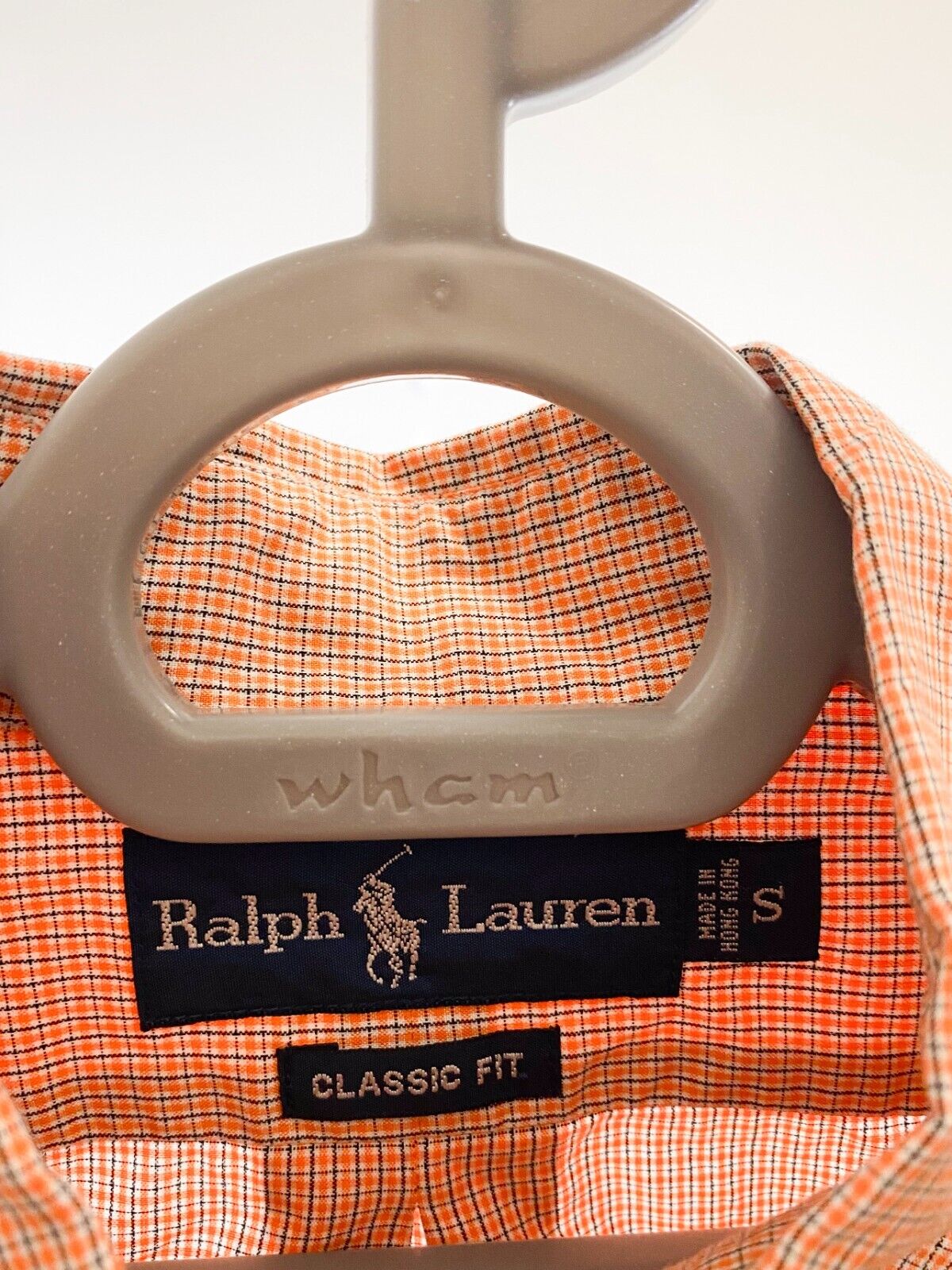 Ralph Lauren Shirt Men Small Orange Check Short Sleeve Small Blue Polo Pony Logo