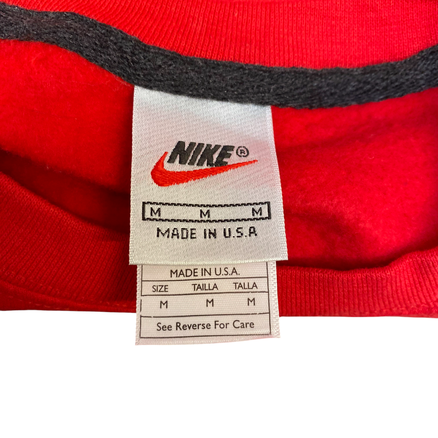 Nike Reworked Sweatshirt Mens M Red Grey Embroidered Spellout Logo Vintage Y2K