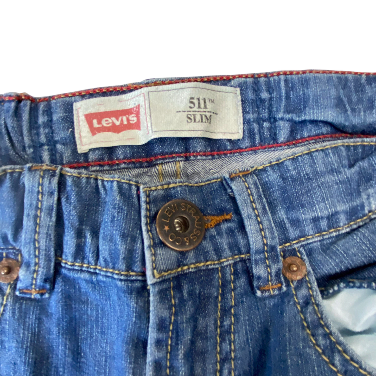 Levi's Jeans Womens 26W 26L Blue Denim Stretch Slim 511 Straight Leg Waistband