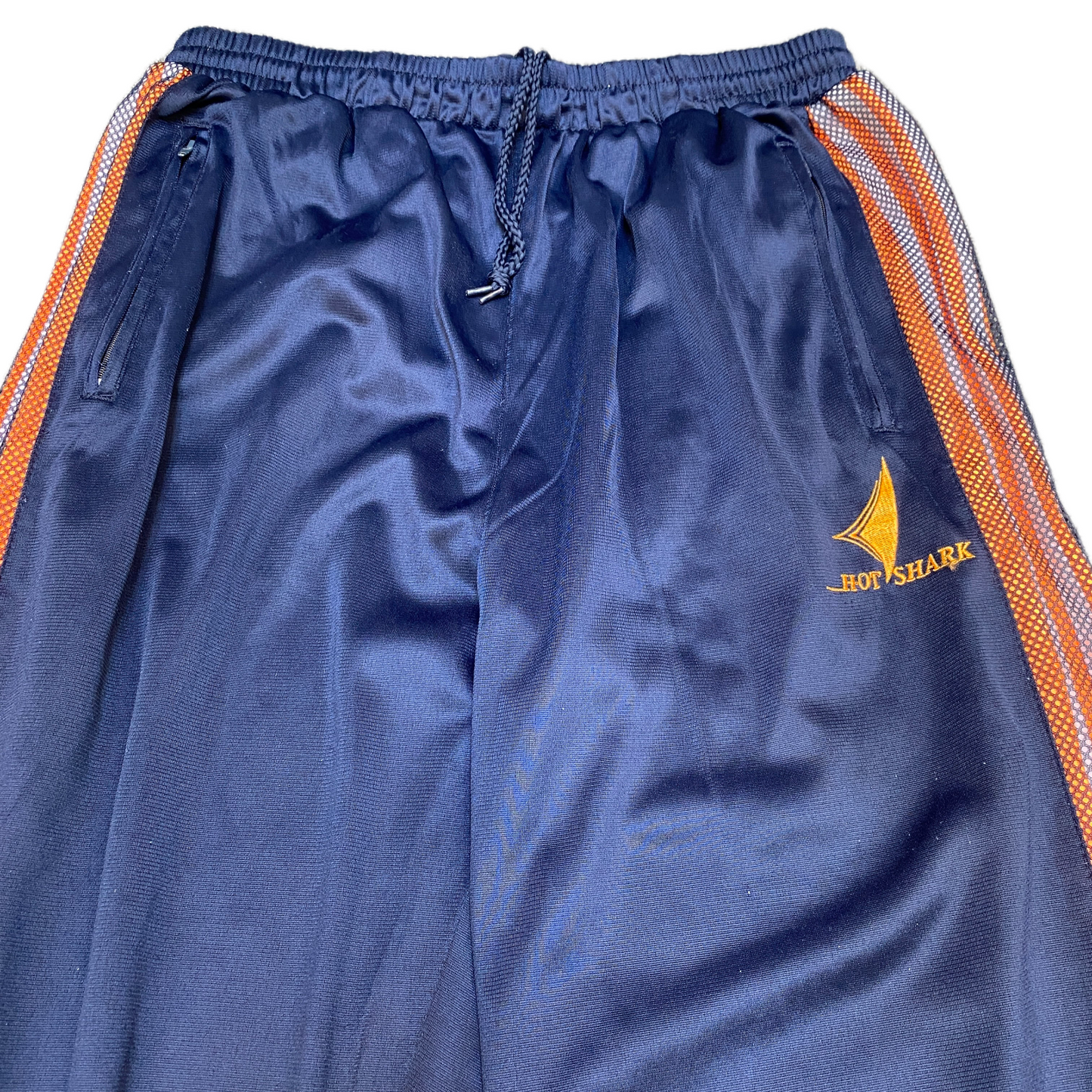 Hot Shark Joggers Fits as Womens 30" Waist Blue Side Snap Drawstring Trousers