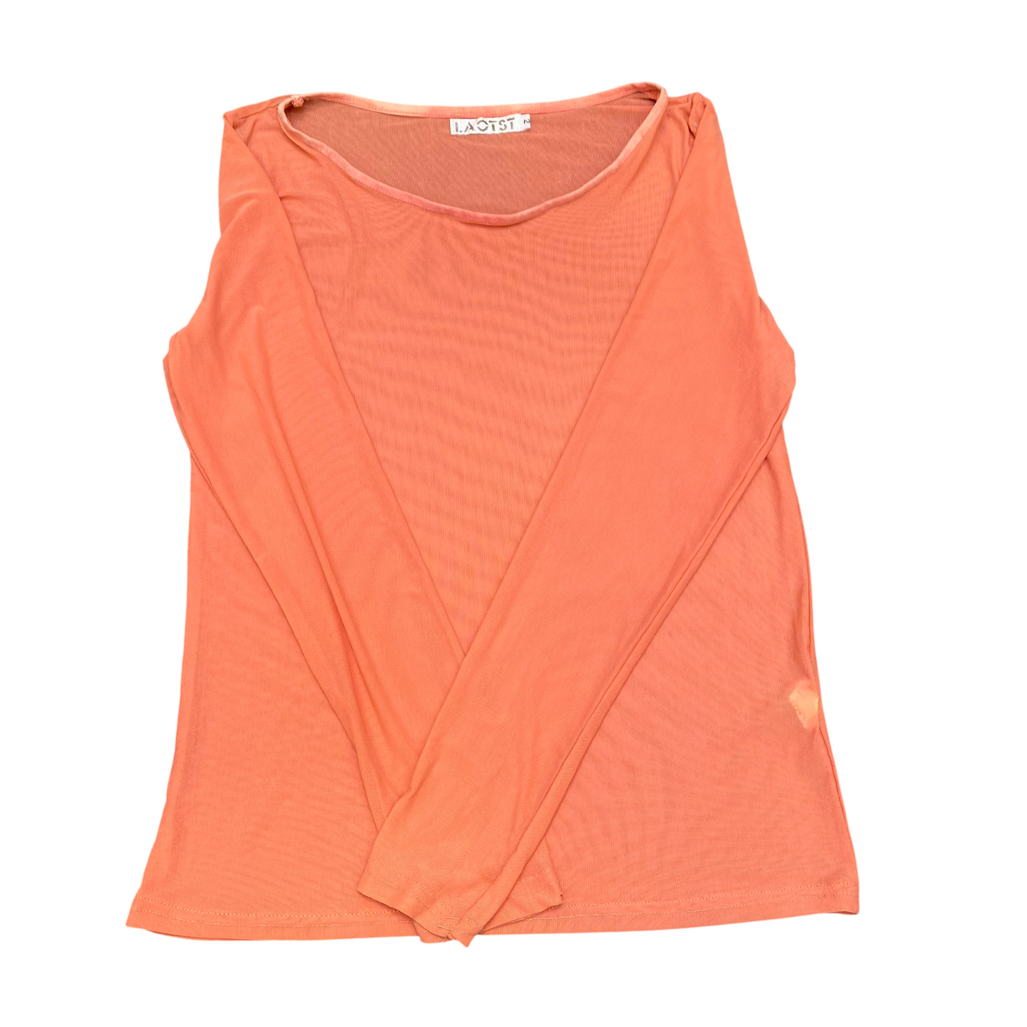 LAOTST Sheer Top Women Mesh S Orange Mesh Stretch Long Sleeve Round Neck Outdoor