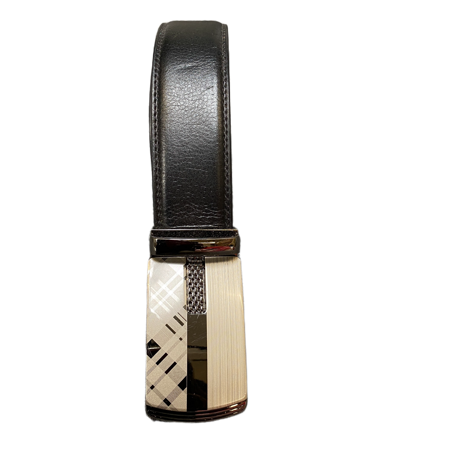 Fodera in Vera Pelle Waist Belt Mens Black Leather Plaque Buckle 42 inches
