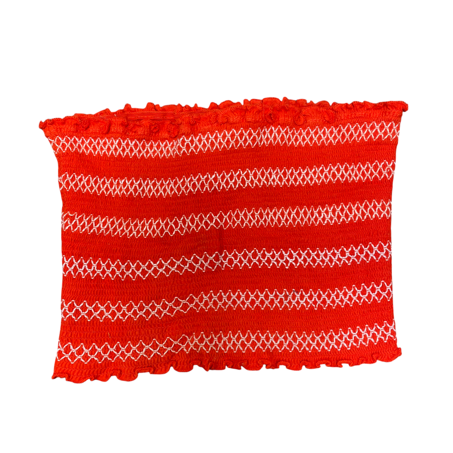 Tube Top Womens S Red Smocked Strapless Cropped Festive Summer Beach Outdoor