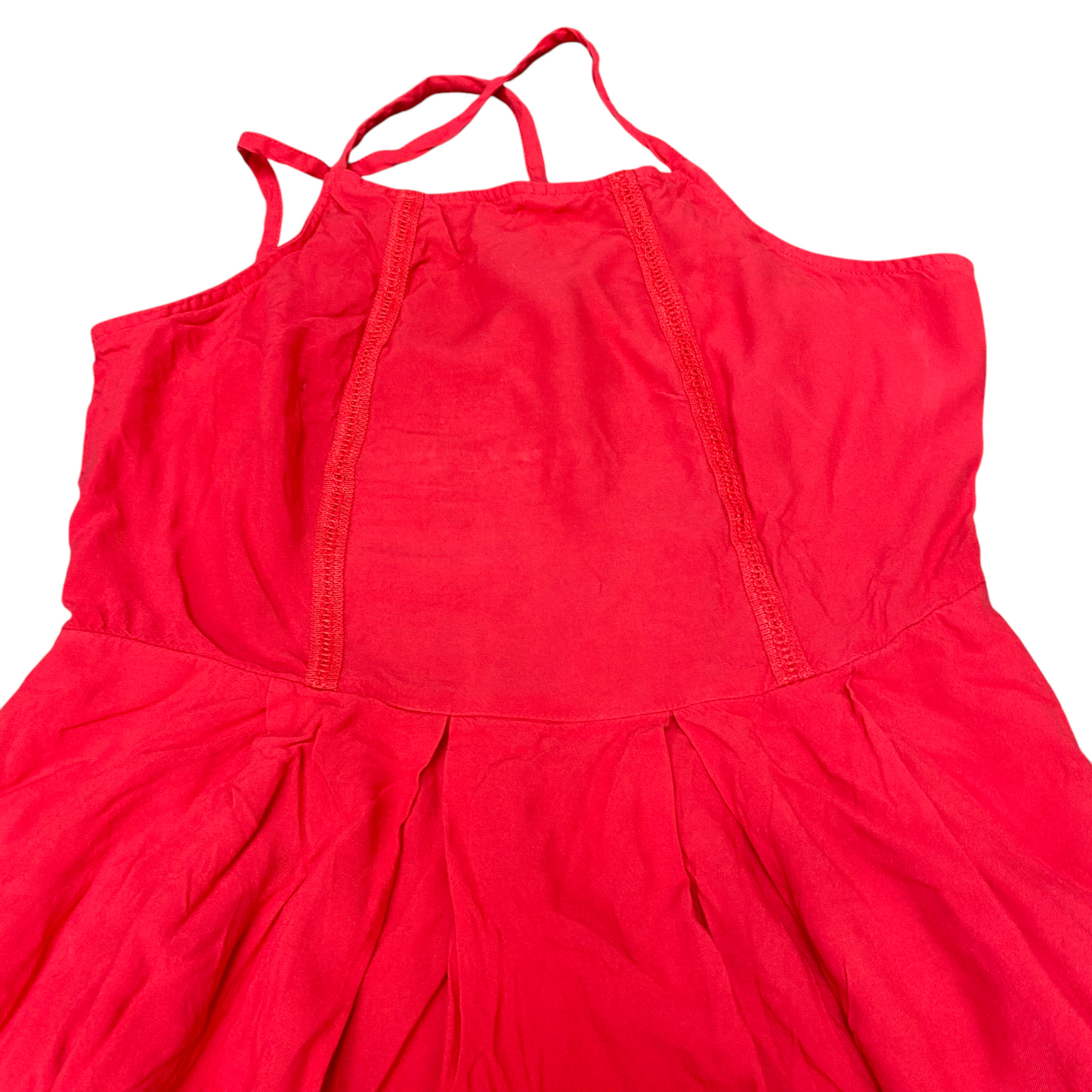 A Line Dress Womens S Red Scalloped Hem Eyelet Halter Neck Spaghetti Straps