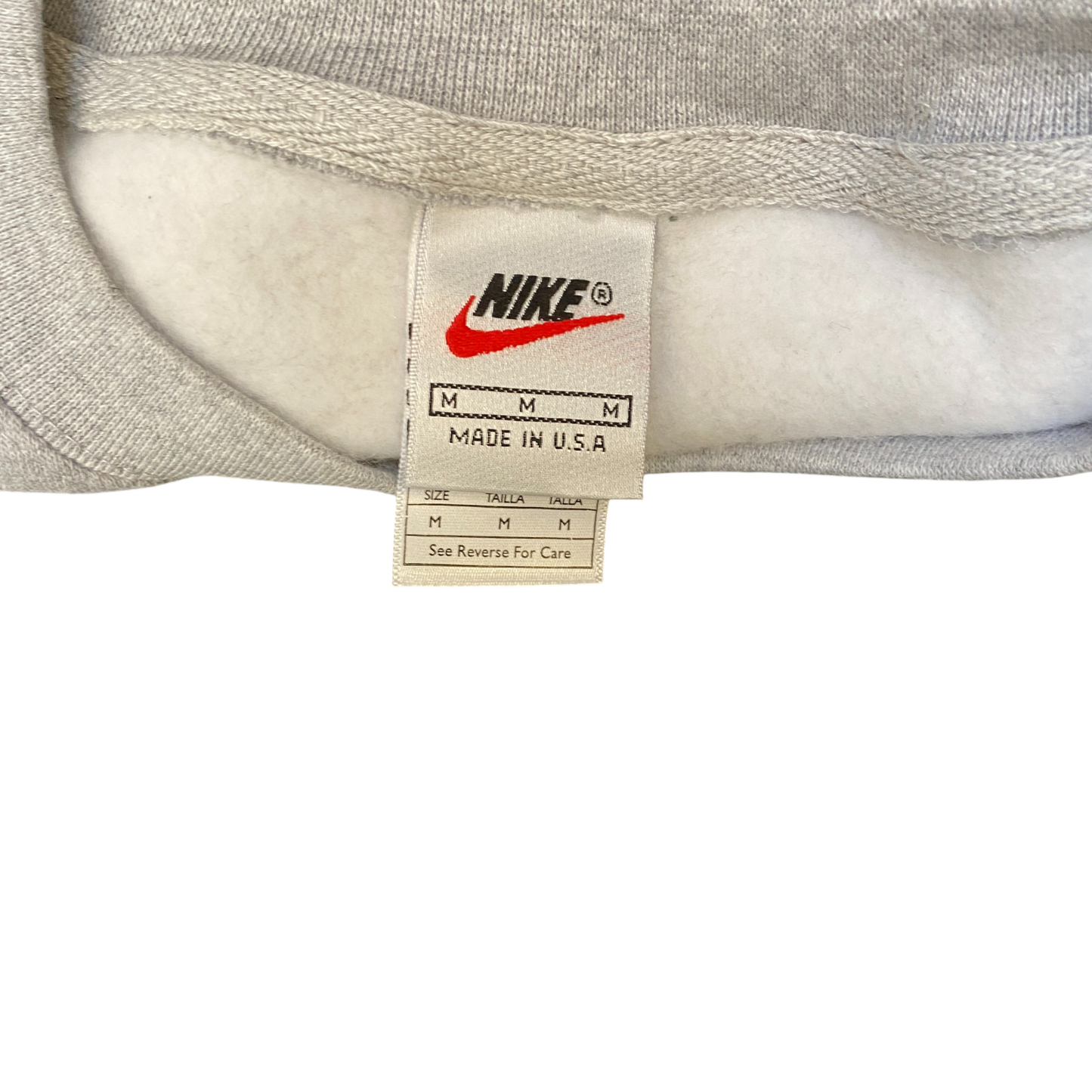 Nike Reworked Sweatshirt Mens Medium Grey Embroidered Spellout Logo Vintage Y2K