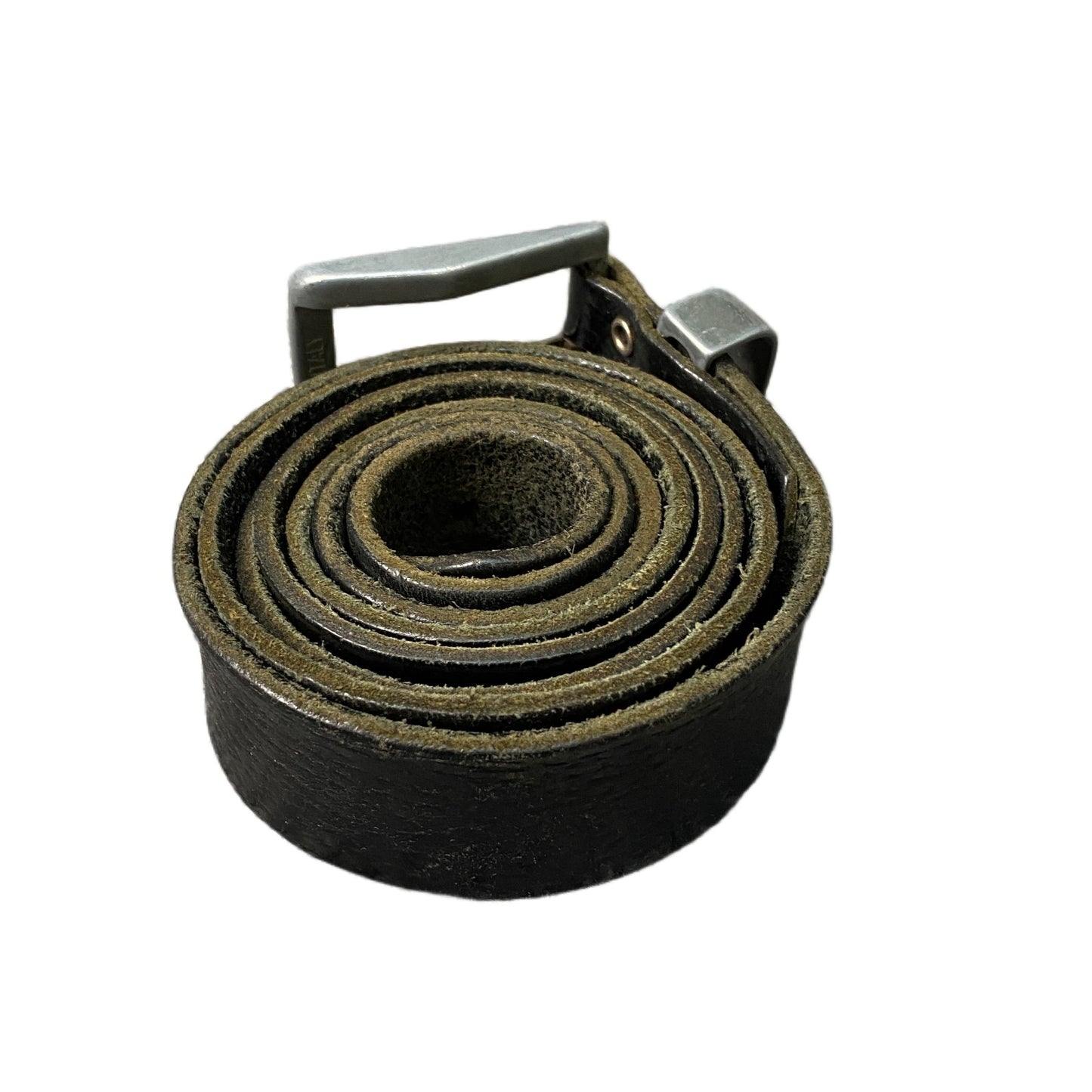 Waist Belt Mens Black Leather Textured Adjustable Silver Buckle 50.5 Inches