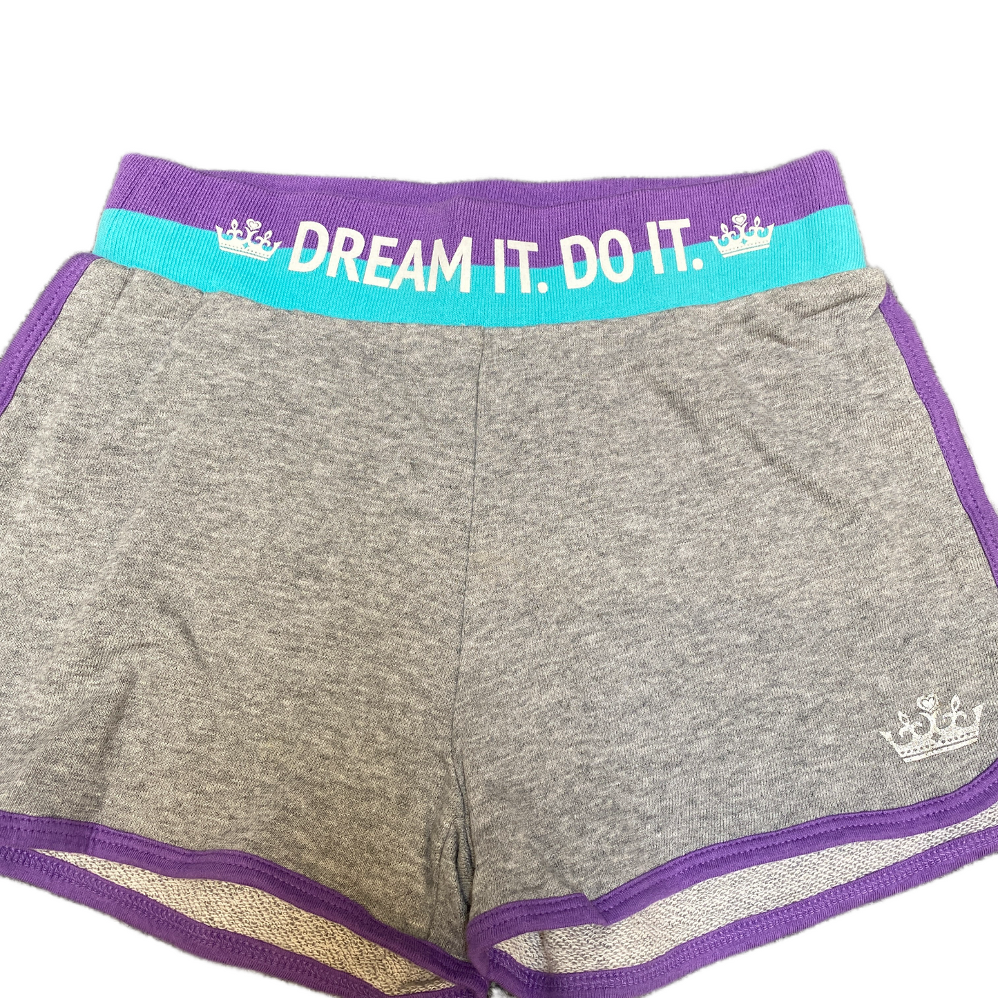 Running Sprinter Shorts Girls S 22" Waist Grey Athletic Gym Workout Dolphin Hem
