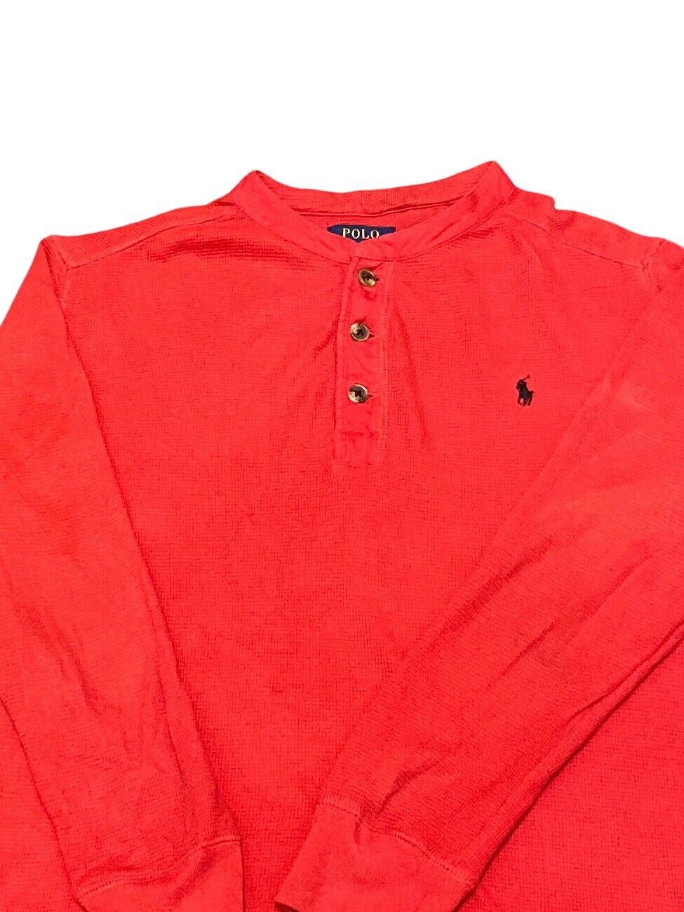 Ralph Lauren Buttoned Sweatshirt Jumper Red Women’s L Chest Logo Pony