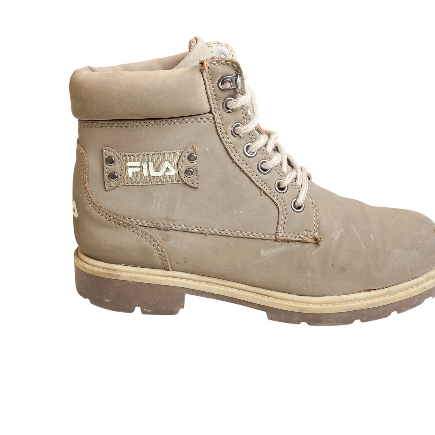 FILA Western Ankle Boots Women's 4.5 Light Brown Leather High-top Lace Up
