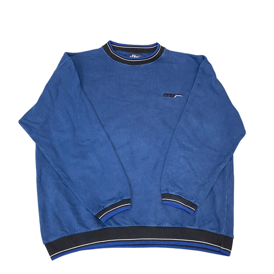 s.Oliver Sweatshirt Mens XL Blue Crew Neck Ribbed Cuff Long Sleeve Pullover