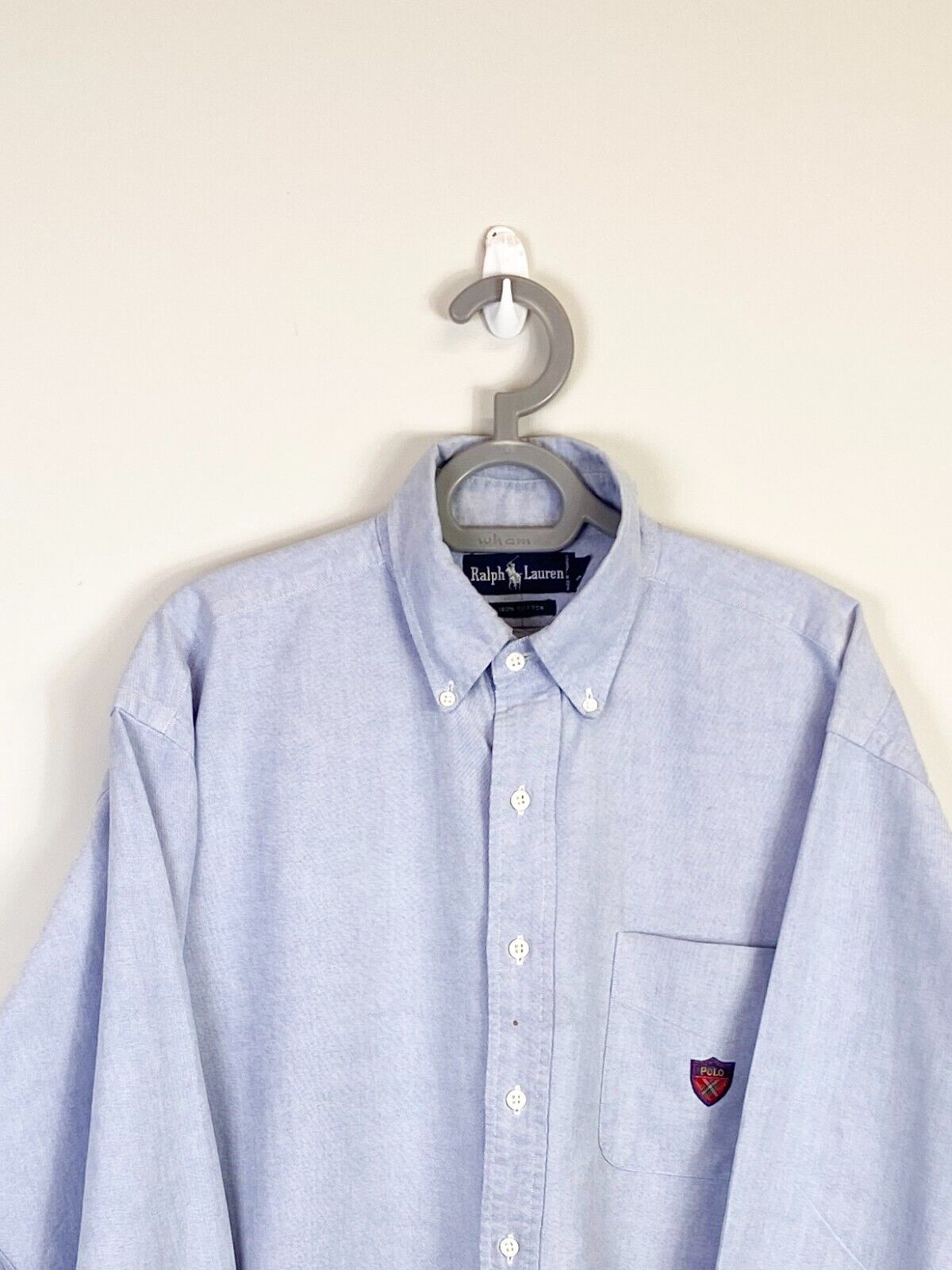 Ralph Lauren Shirt Mens XL Blue Cotton Casual Long Sleeve Single Pocket Logo Tag