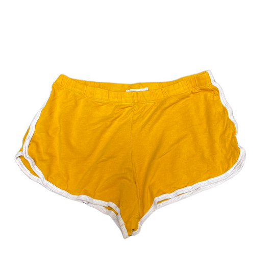 Running Sprinter Shorts Womens L 24" Waist Yellow Athletic Workout Dolphin Hem
