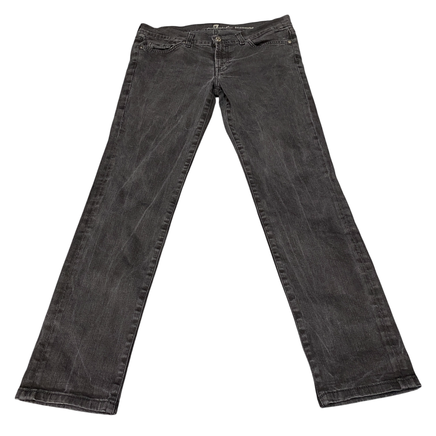 7 For All Mankind Roxanne Jeans Mens 33" Waist Black Flat Front Straight Leg