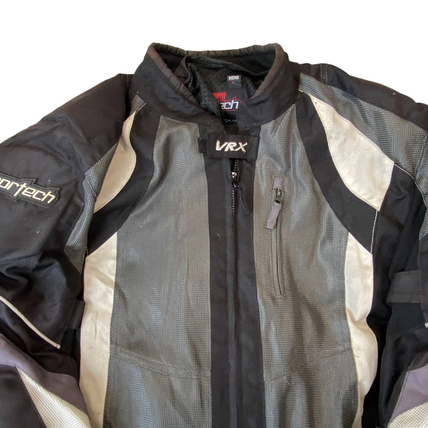 Cortech VRX Air Motorcycle Jacket Mens M Black Grey Padded Mesh Lined Zip Up
