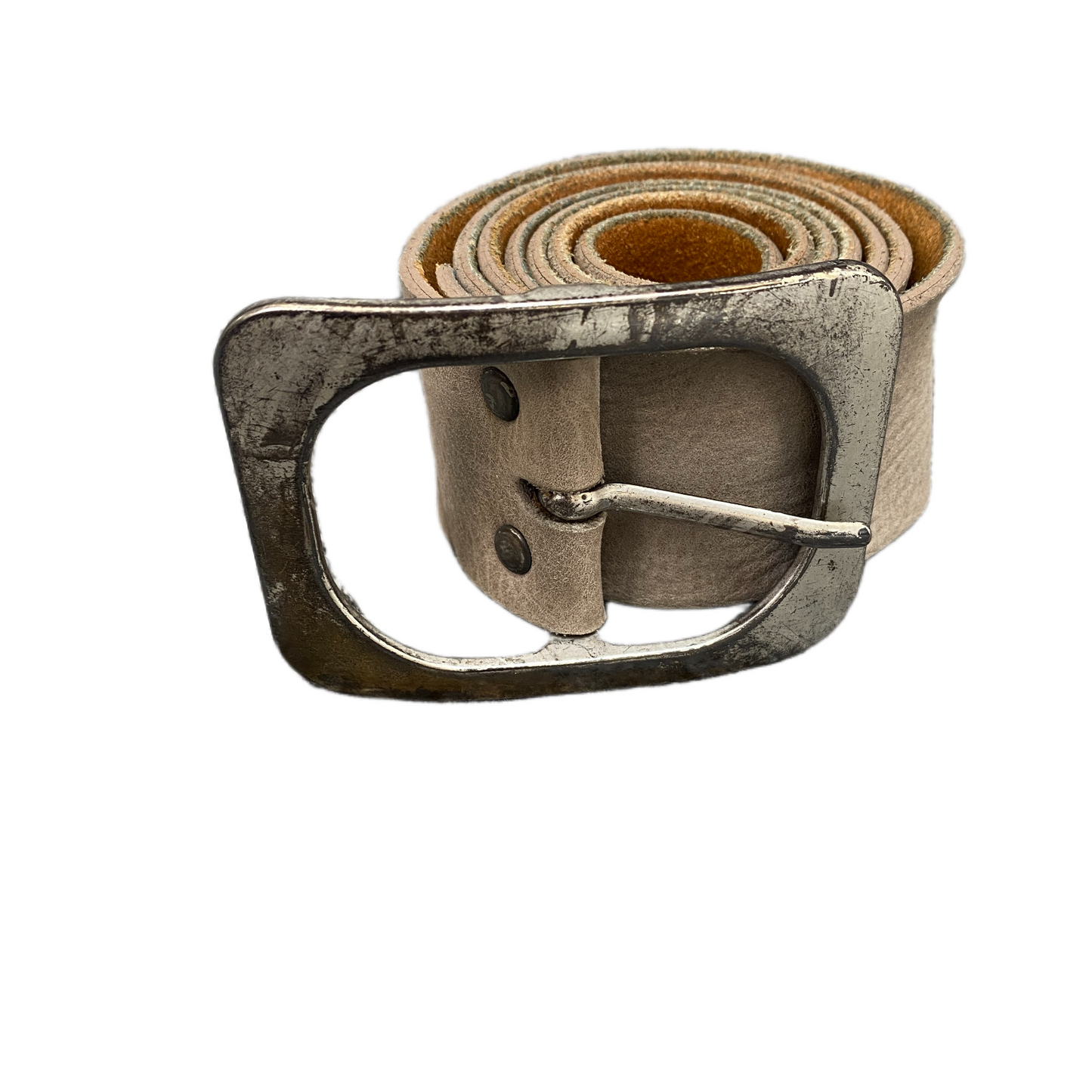SOCCX Waist Belt Womens Beige Cowhide Leather Adjustable Silver Buckle 43 inches