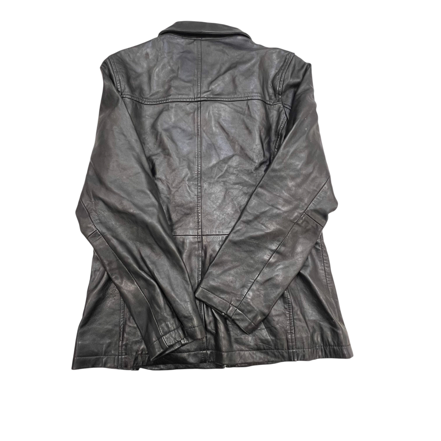 Joy Faux Leather Jacket Womens Medium Black Lined Long Sleeve Collared Full Zip