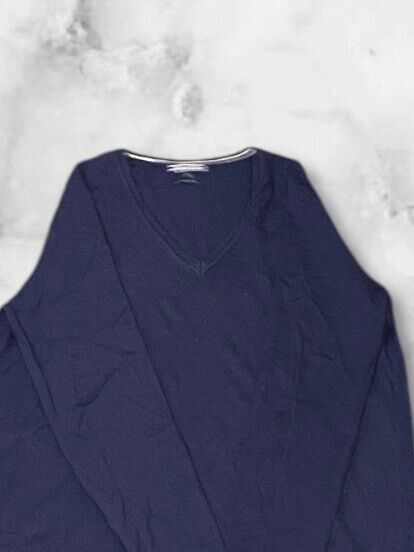 Tommy Hilfiger Jumper Womens XL Blue Luxury Wool Long Sleeve V Neck Pullover