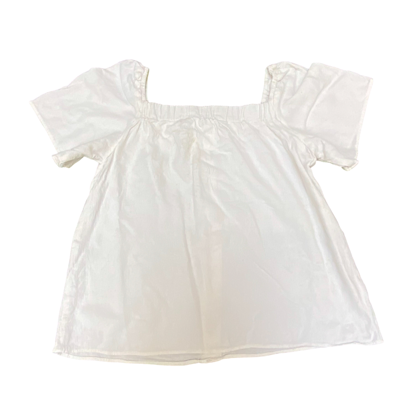 Zara Kids Blouse Top Girls S White Short Sleeve Square Neck Button Front Outdoor