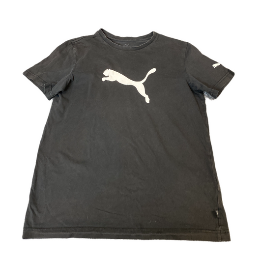 PUMA T-Shirt Boys XS Black Graphic Logo Regular Fit Short Sleeve Pullover Tee