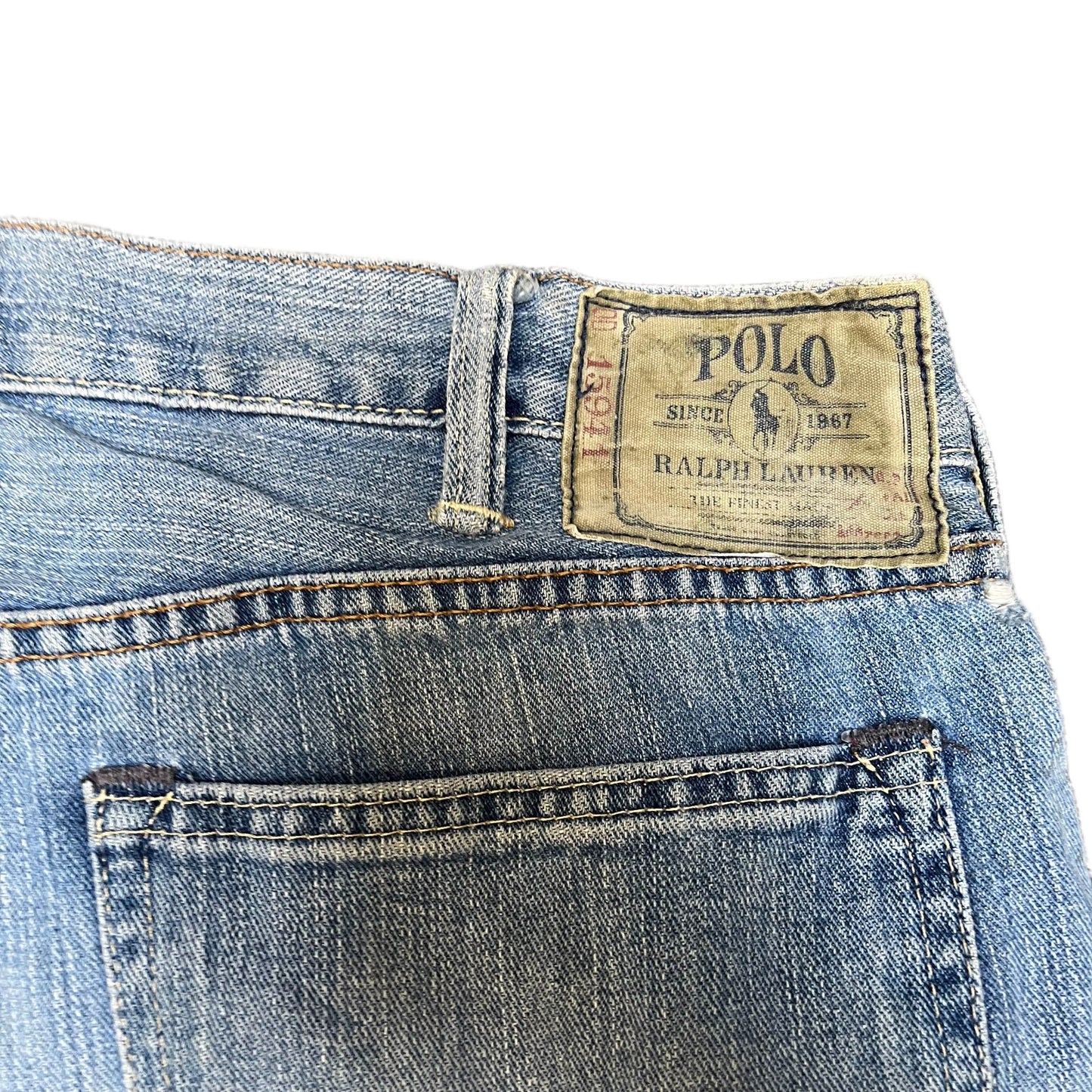 Polo Ralph Lauren Jean Shorts Fits as Mens XL 37" Waist Blue Denim Light Wash