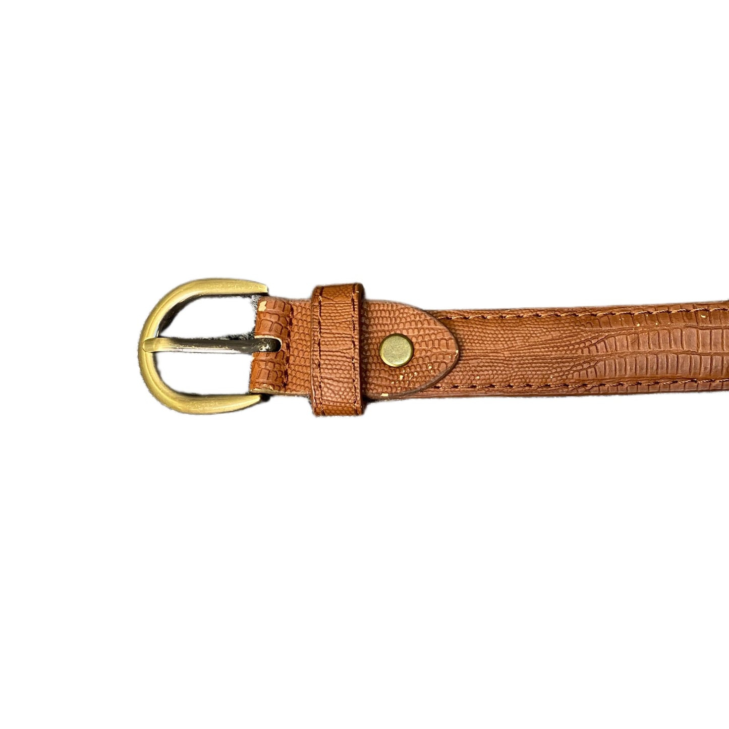 Waist Belt Mens Brown Crocodile Leather Adjustable Gold Tone Buckle 49 Inches