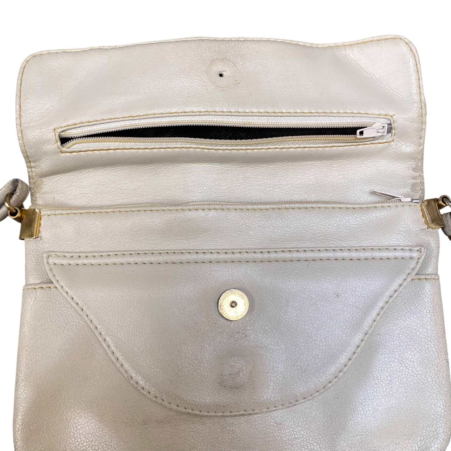 Hidalgo Convertible Clutch Crossbody Purse Womens Beige Leather Zipper Pocket