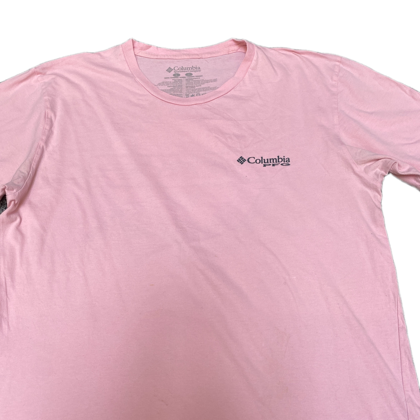 Columbia Fishing T-Shirt Mens S Pink PFG Graphic Back Short Sleeve Pullover Tee