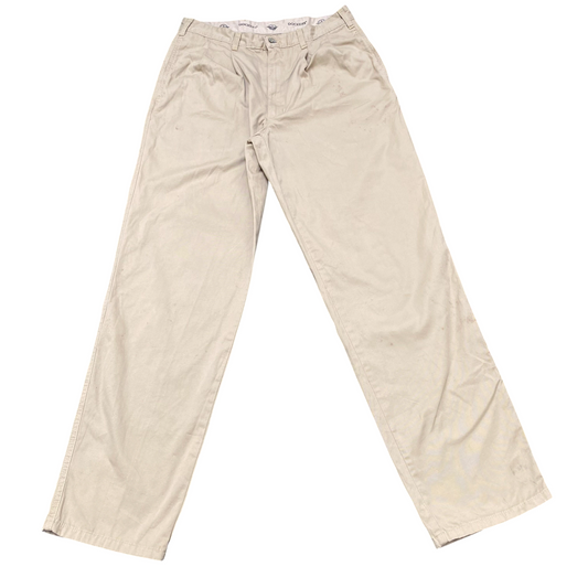 DOCKERS Trousers Mens Medium Beige Pleated Straight Leg Pockets Workwear Outdoor