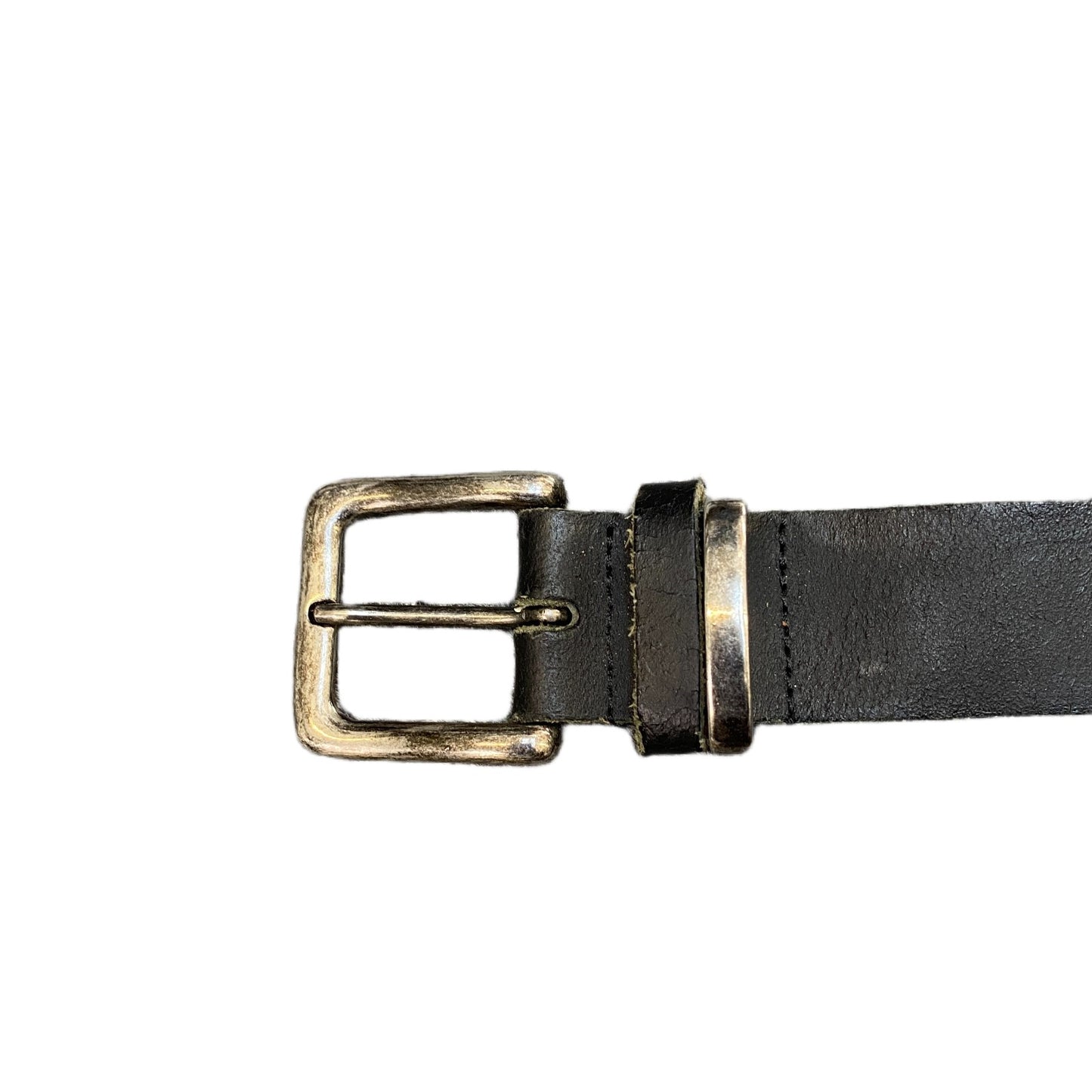 C&A Waist Belt Mens Large Black Leather Adjustable Silver Pin Buckle 43.5 Inches