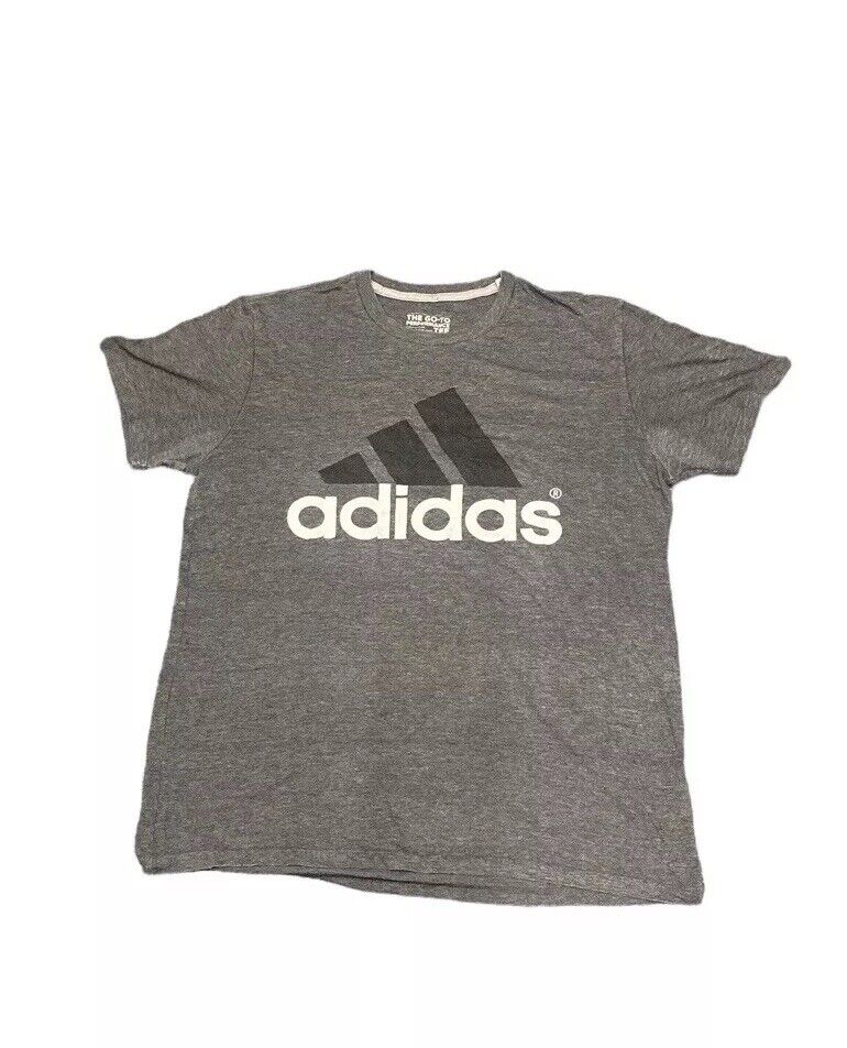 Adidas Spellout T-Shirt Grey Mens L Front Logo