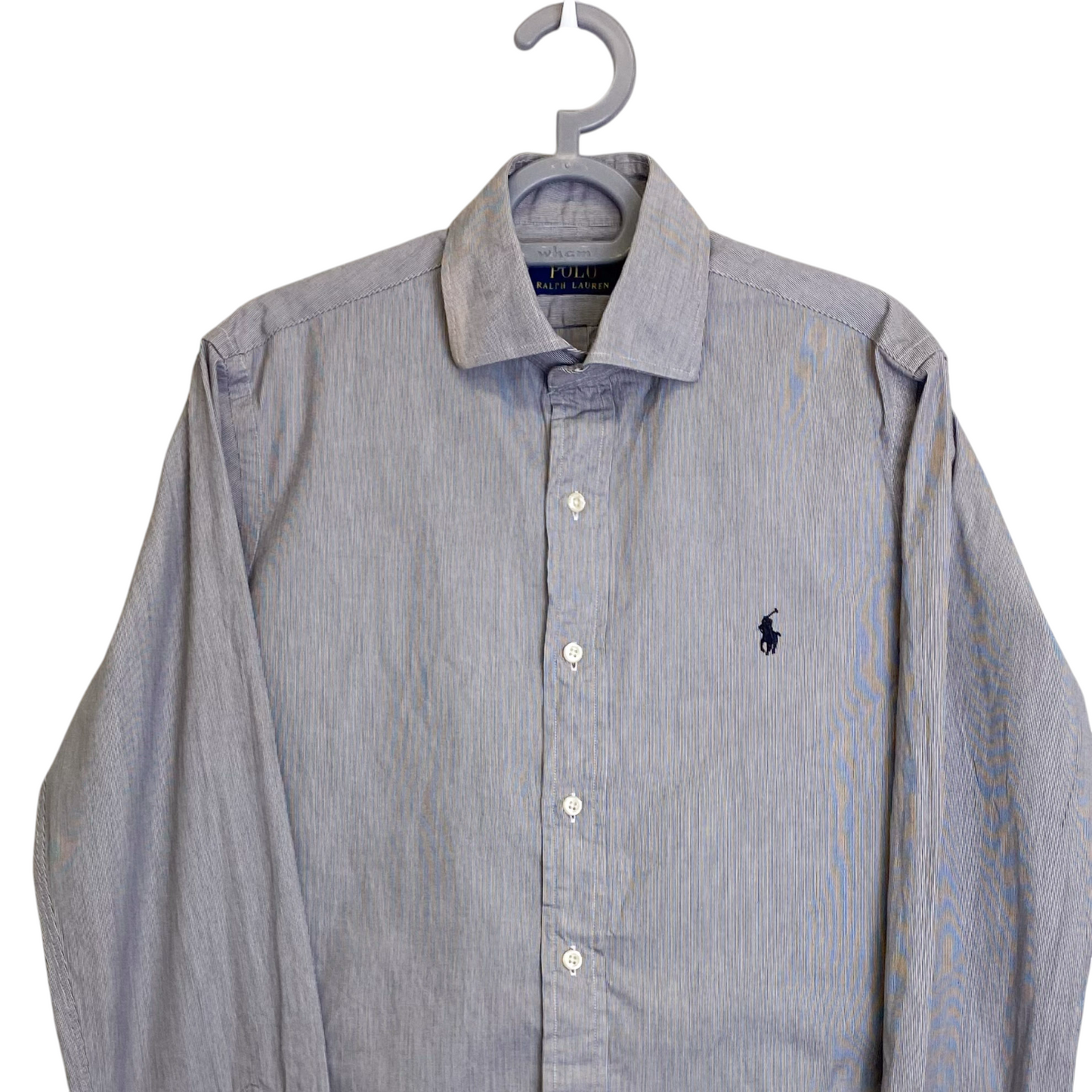 Ralph Lauren Formal Shirt Mens Small Black Pinstripe Small Black Polo Pony Logo