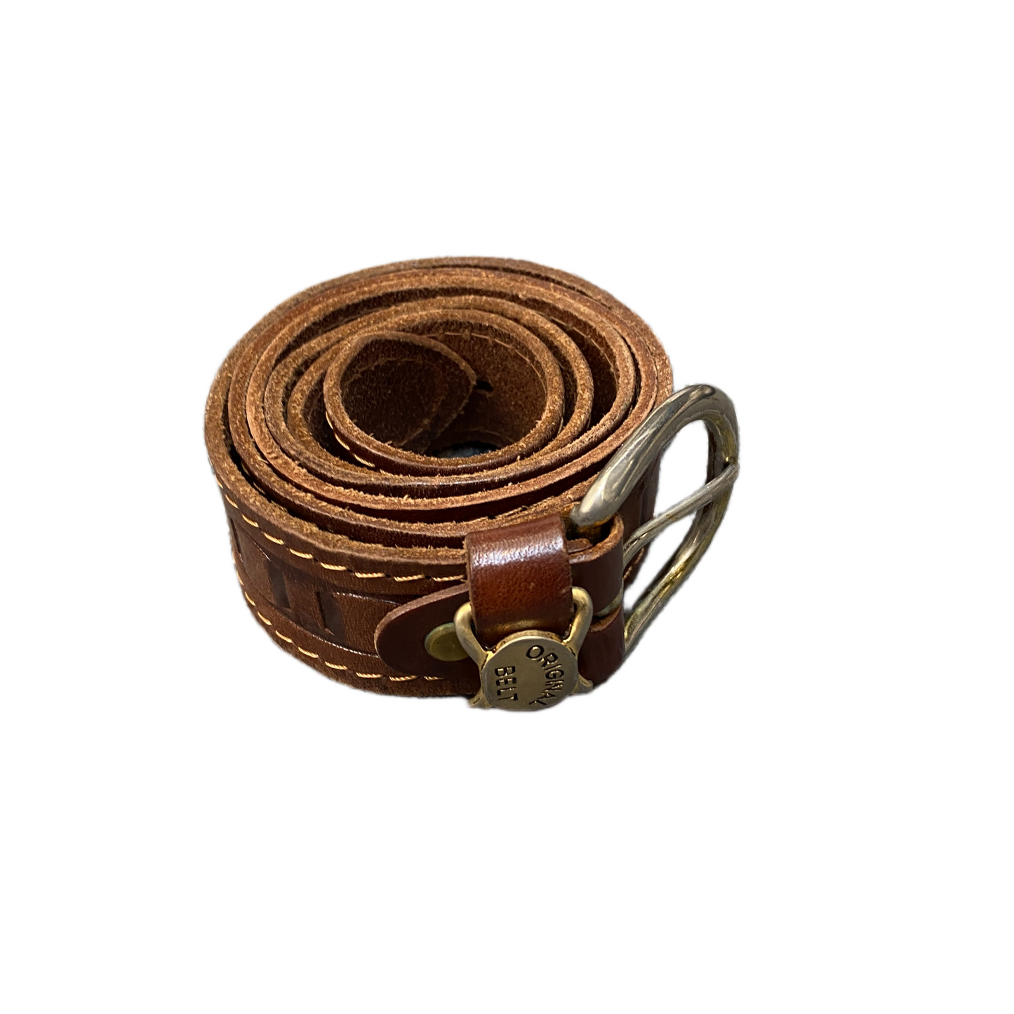 Waist Belt Mens Brown Leather Adjustable Classic Silver Pin Buckle 43 inches