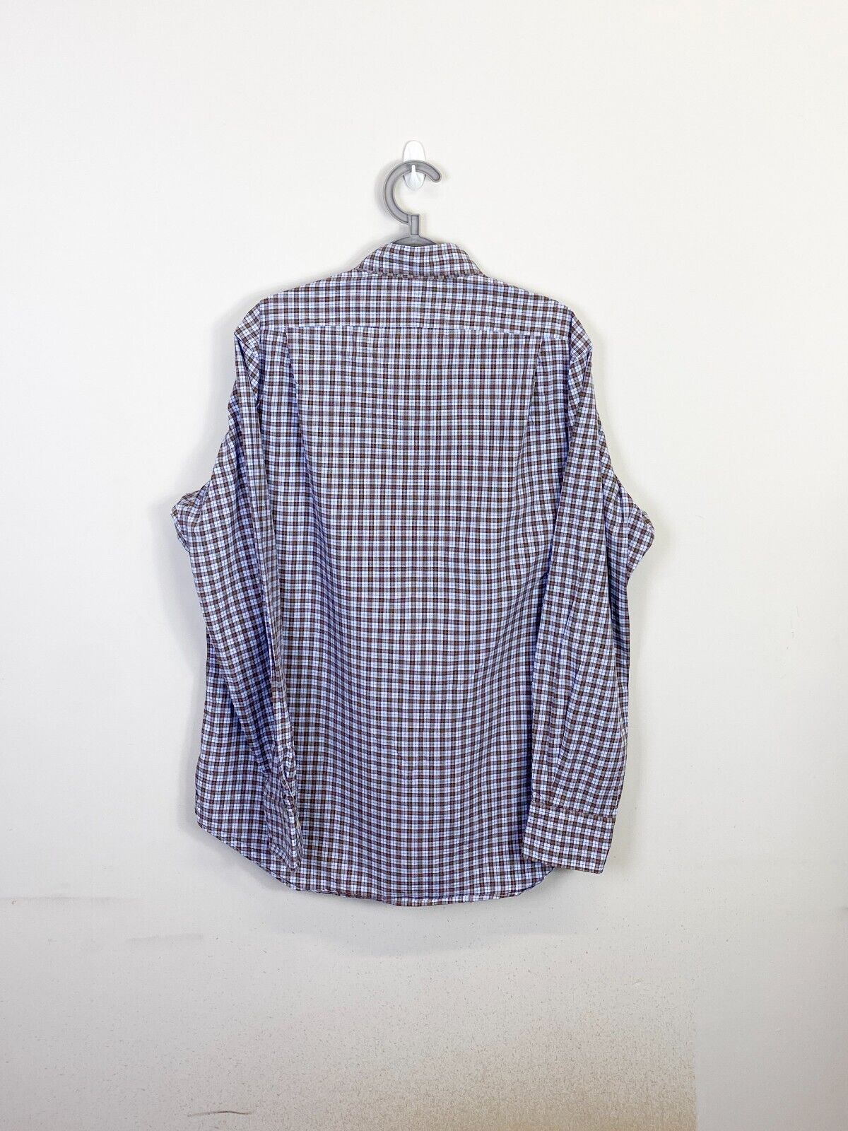 Ralph Lauren Shirt Men M Brown Checkered Cotton Classic Fit Collared Button Down