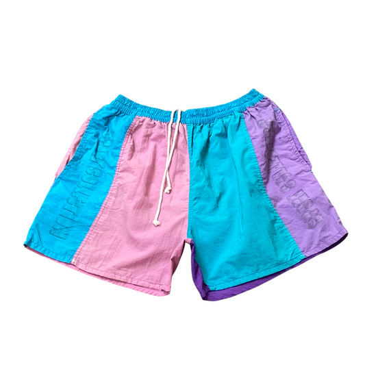 Sport Collection Swim Trunks Womens L Pink Colorblock Elastic Waist Drawstring