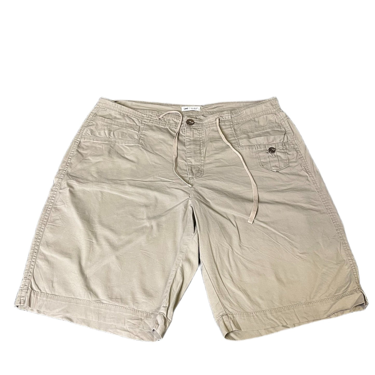 Lee Just Below The Waist Cargo Shorts Fits as Mens XL 37" Waist Tan Flat Front