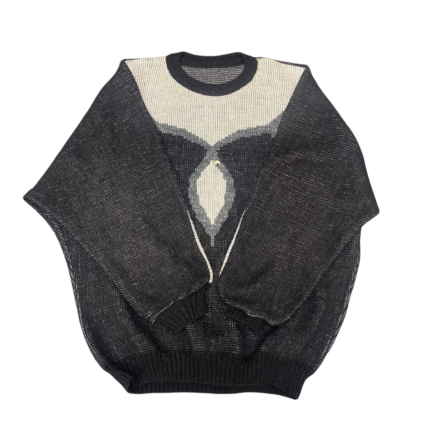 Womens Jumper Large Grey Knitted Long Sleeve Crew Neck Ribbed Hem Pullover