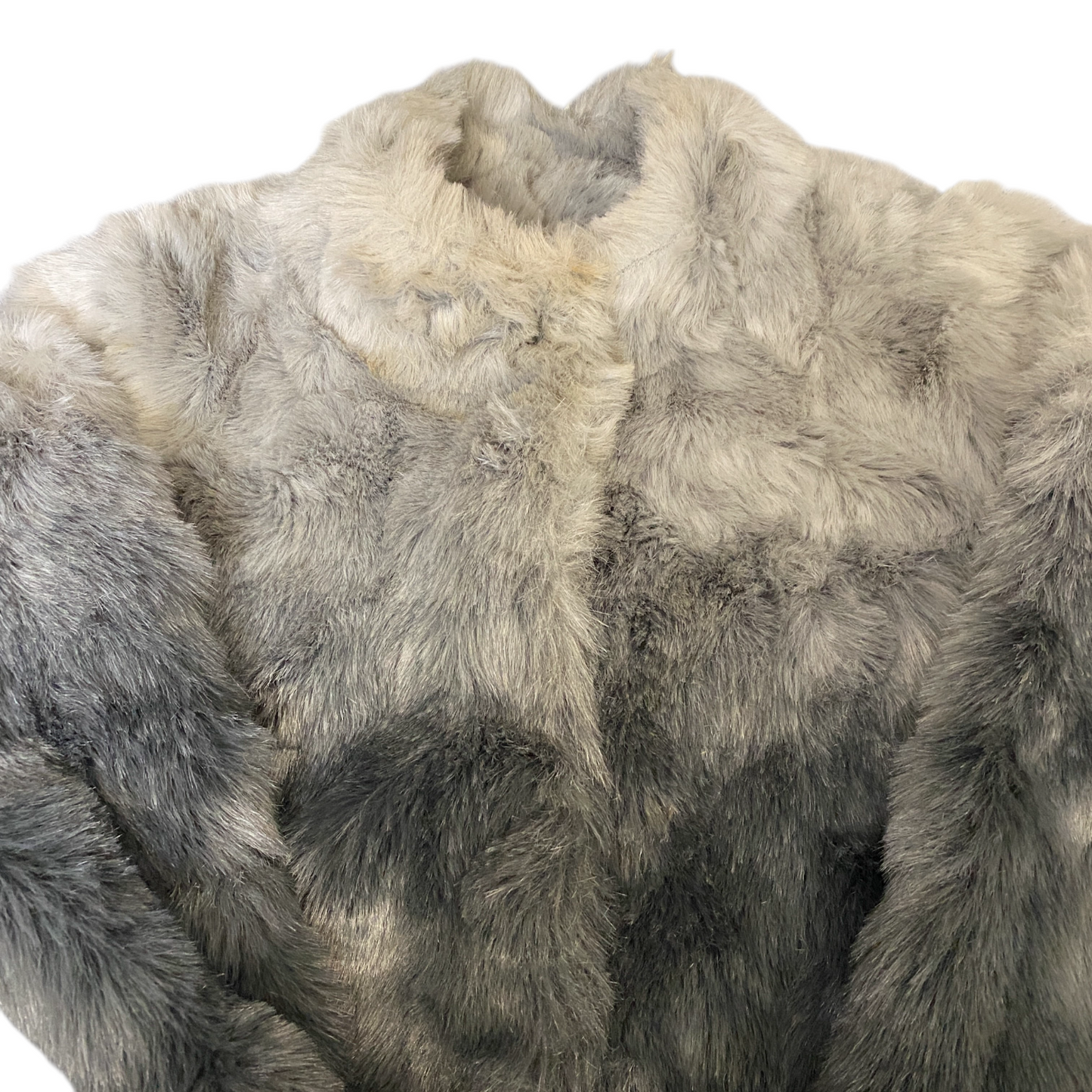 Incognita Faux Fur Jacket Womens Large Grey Black Tie Dye Lined Cozy Soft Warm