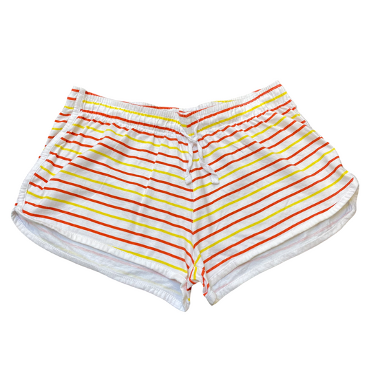 Primark Sprinter Running Shorts Womens Small White Red Striped Elastic Waist