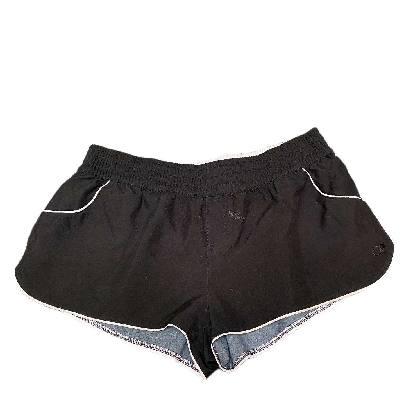 Running Sprinter Shorts Womens L 30" Waist Black Athletic Workout Dolphin Hem