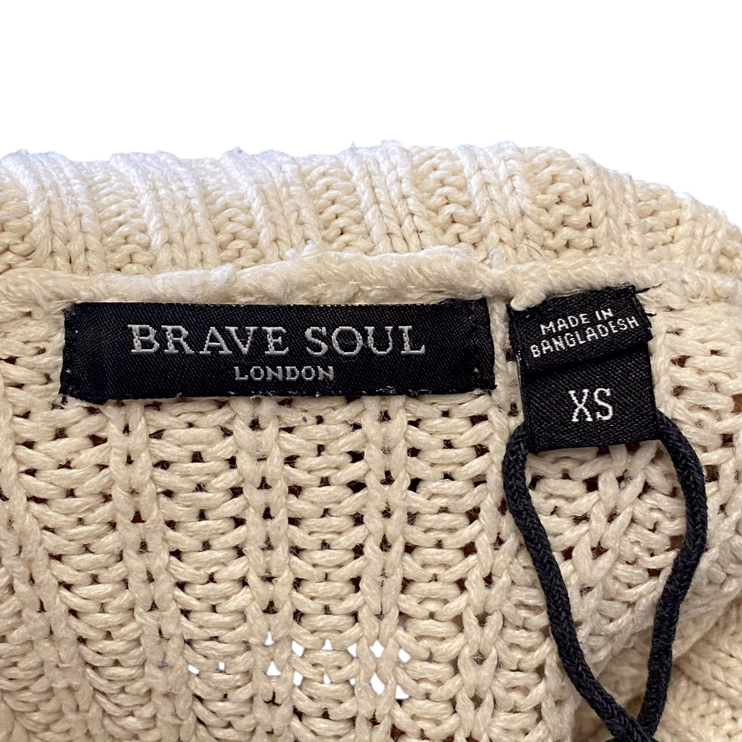 Brave Soul Jumper Womens XS White Cable Knit Turtleneck Ribbed Hem Pullover